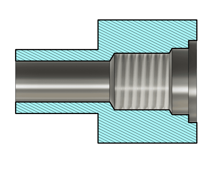 Section view of coolant sensor adapter