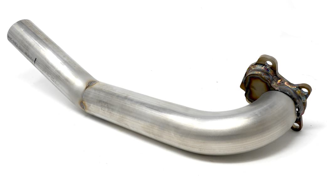 Dump pipe for VZ21 turbocharger on Ninja 250 motorcycle